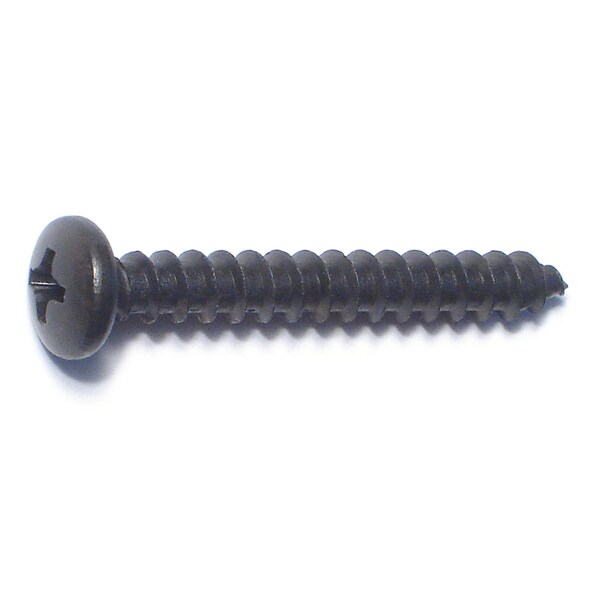 Midwest Fastener Sheet Metal Screw, #10 x 1-1/2 in, Black Steel Pan Head Phillips Drive, 8 PK 79417 - main